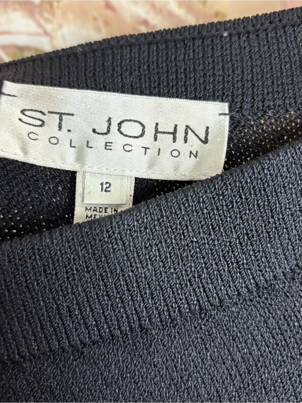 St. John Black Wide-Leg Ribbed Knit Pants - Picture 9 of 9